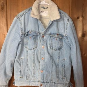 Bershka Denim Jacket with fur